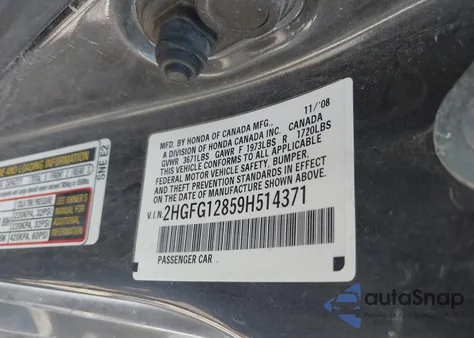 2009 Honda Civic Ex from USA, damaged, VIN 2HGFG12859H514371